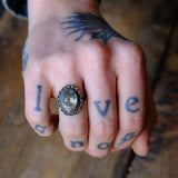 Vintage Sterling Abalone Florette Ring 5.25