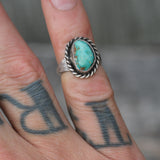 Vintage Sterling Turquoise Roper Ring 4