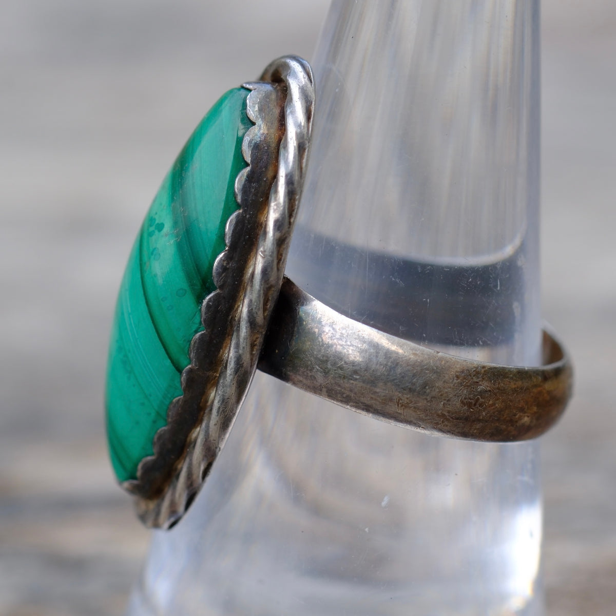 Vintage Sterling Malachite Ring 7.75