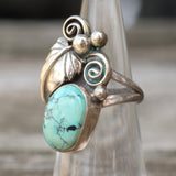 Vintage Sterling Turquoise Feather Ring 5.25