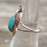 Vintage Sterling Turquoise Feather Ring 6.75