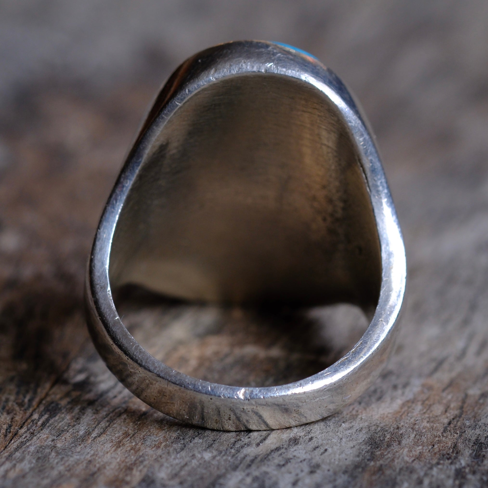 Vintage Sterling Turquoise and Mother Of Pearl Inlay Hummingbird Ring 10.75