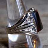 Vintage Sterling Agate Signet Ring 11
