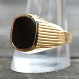Vintage Gold Plated Onyx Signet Ring 12.5