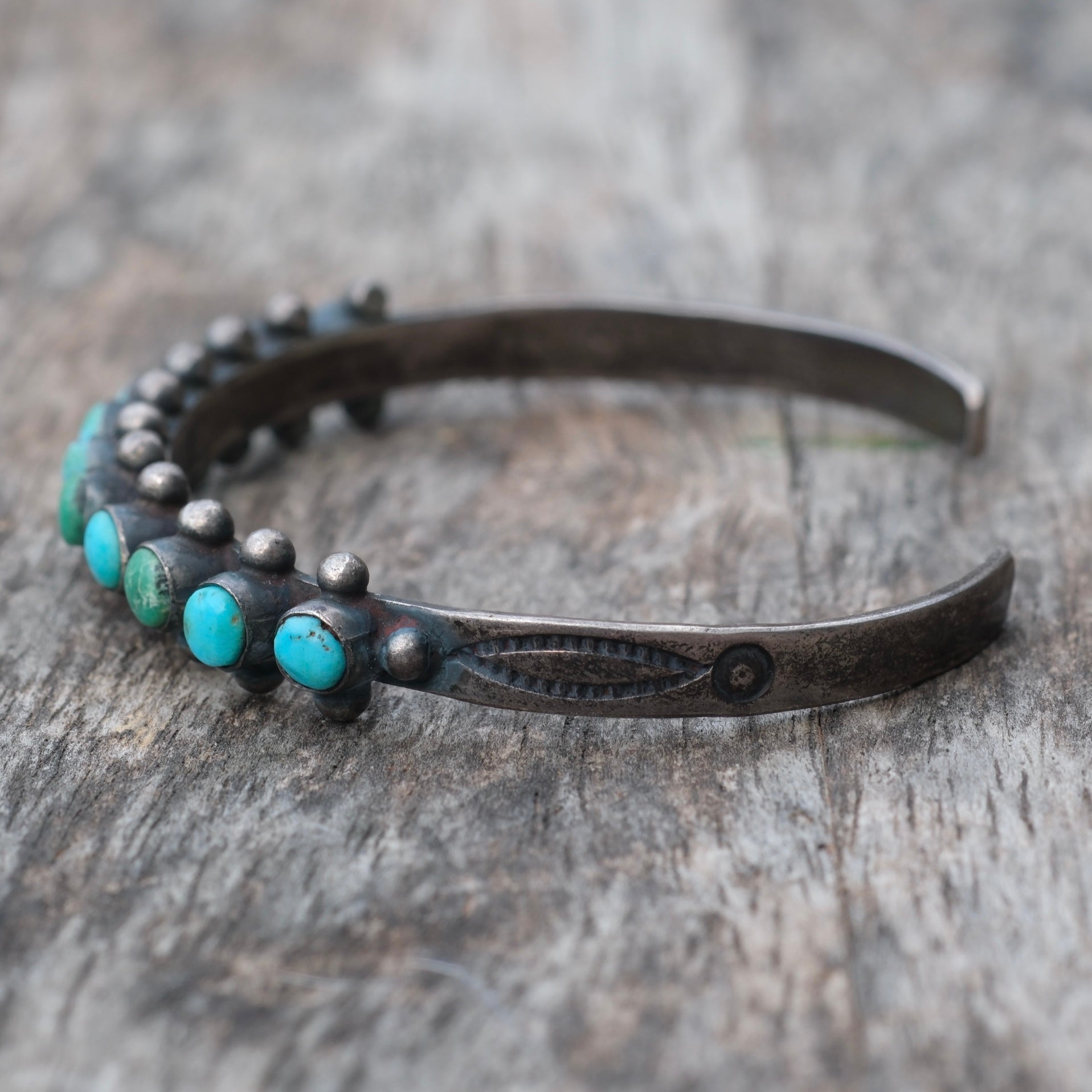Vintage Sterling Snake Eye Turquoise Cuff Bracelet