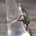 Vintage Sterling Turquoise Roper Ring 5.75