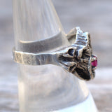 Vintage Sterling Modernist Red Glass Ring 8