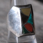 Vintage Sterling Zuni Inlay Fish Scale Ring 9