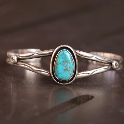 Vintage Sterling Turquoise Stamped Cuff