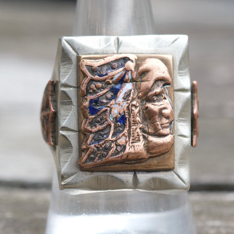 Vintage 1950's Mexican Biker Souvenir Ring 9.5