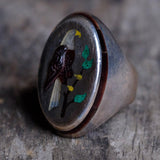 Vintage Sterling Inlaid Eagle Ring 9.5