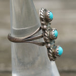 Vintage Sterling 3-Stone Turquoise Ring 4.25