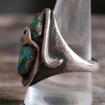 Vintage Sterling Turquoise Snake Ring 10.5