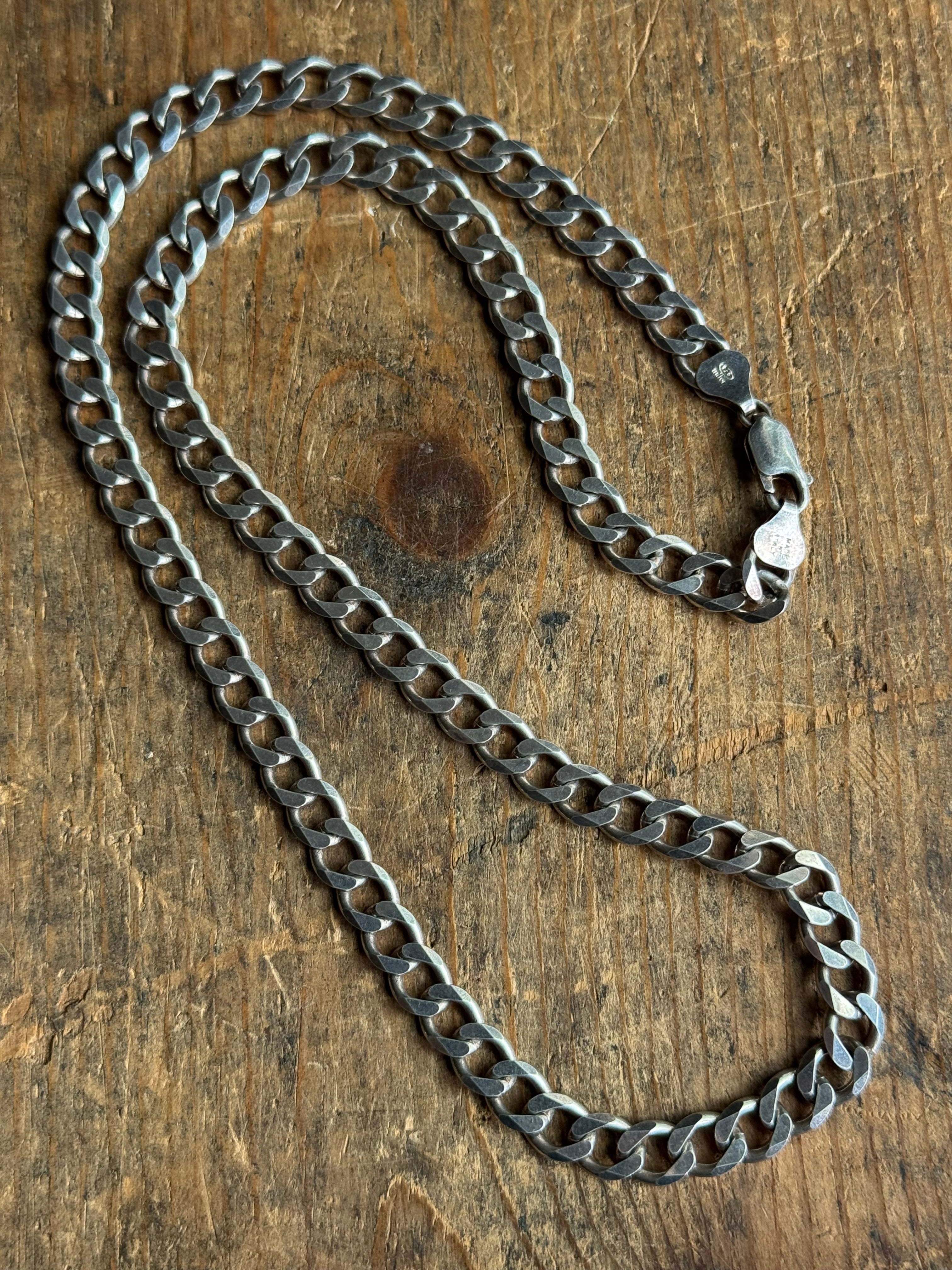 Vintage Sterling Silver 22” Chunky Curb Chain
