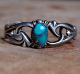 Vintage Sterling Turquoise Sandcast Cuff Bracelet