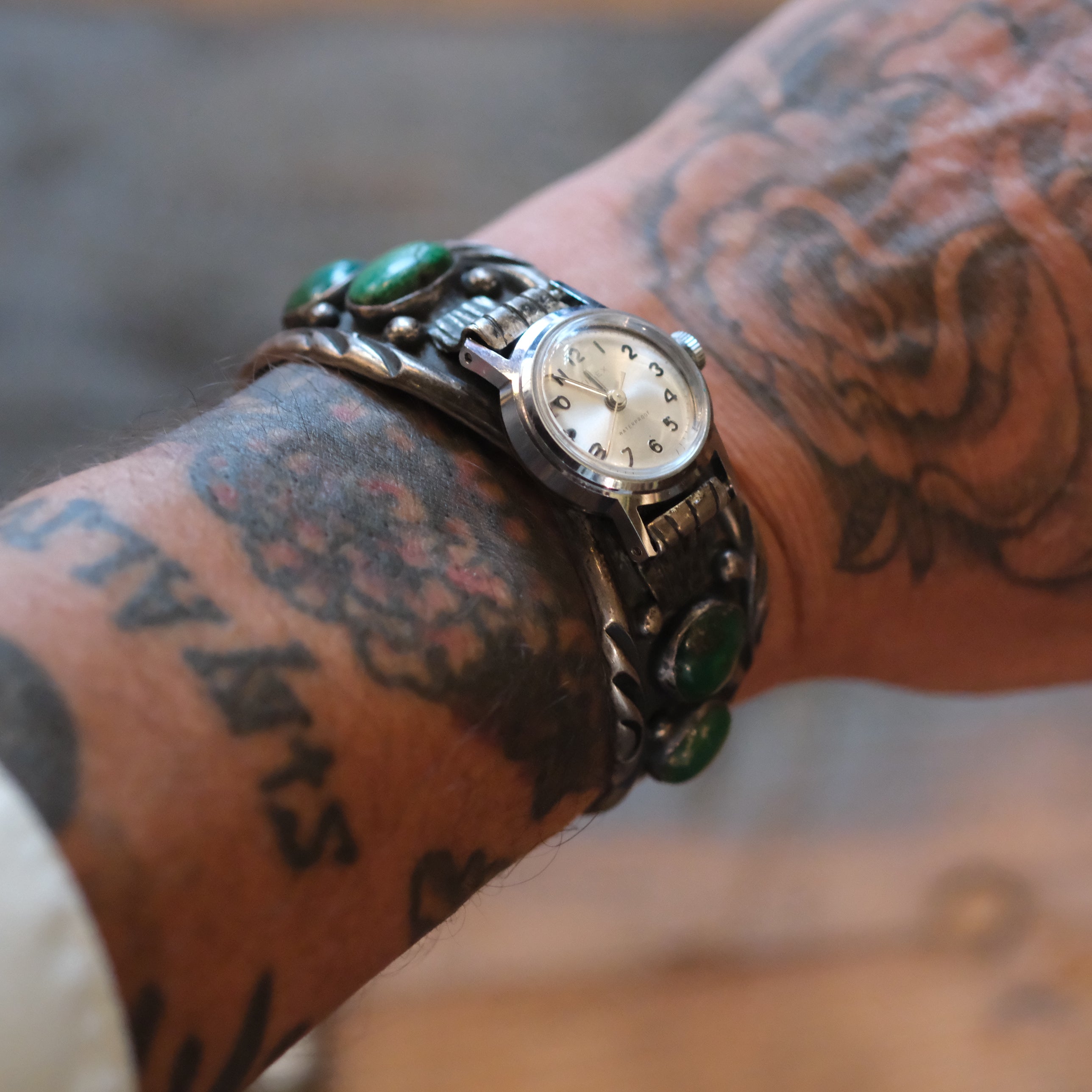 Vintage Sterling Turquoise Cuff Watch Cuff Bracelet