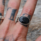 Vintage Sterling Onyx Band 13.25