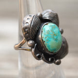 Vintage Sterling Turquoise Feather Ring 5.5
