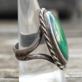 Vintage Sterling Malachite Roper Ring 10.5