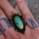 Vintage Sterling Turquoise Ring 8.25