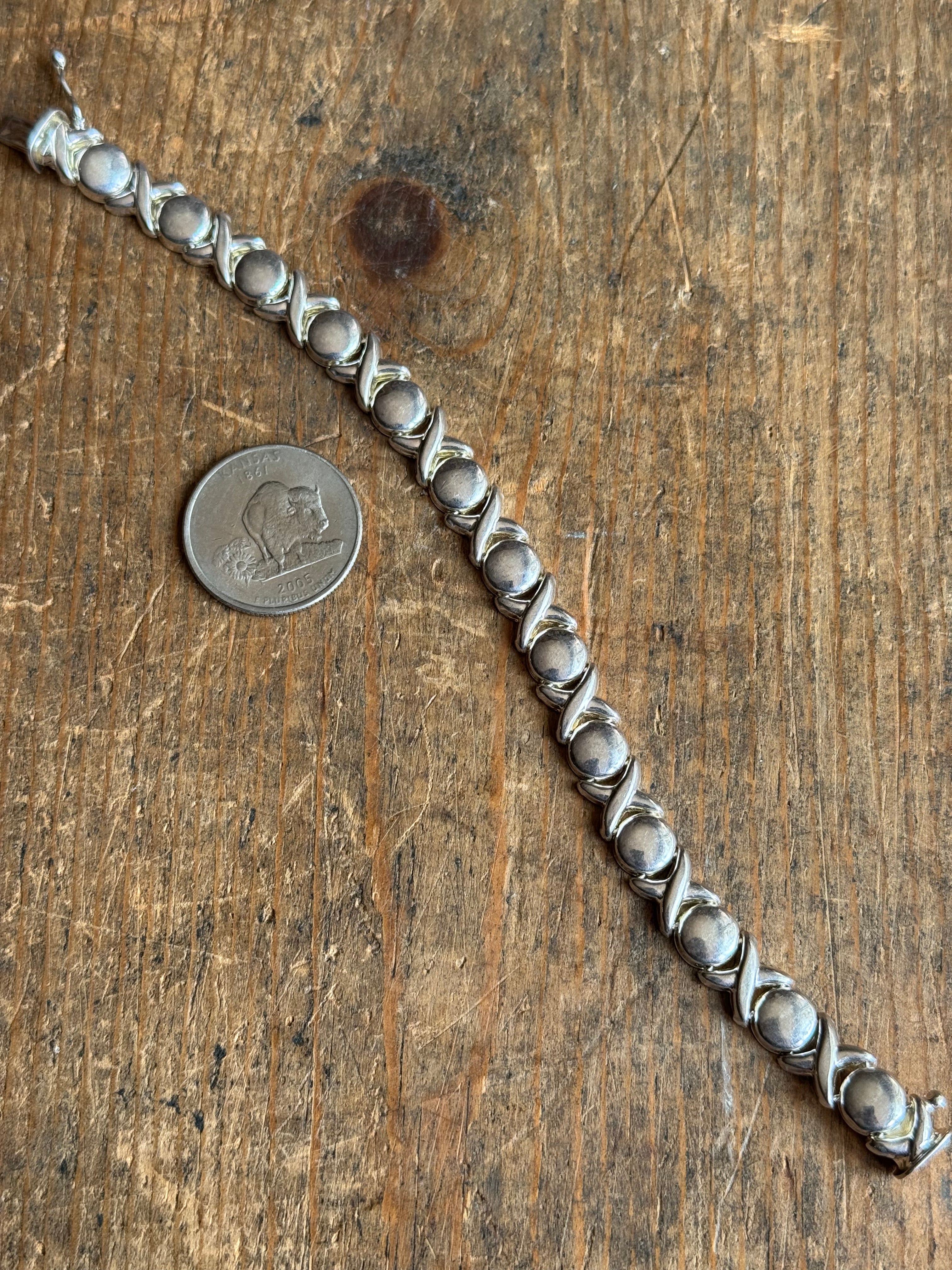 Vintage Sterling Silver 7” ‘XO’ Link Bracelet