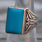 Vintage Sterling Turquoise Stamped Band Ring 7.75