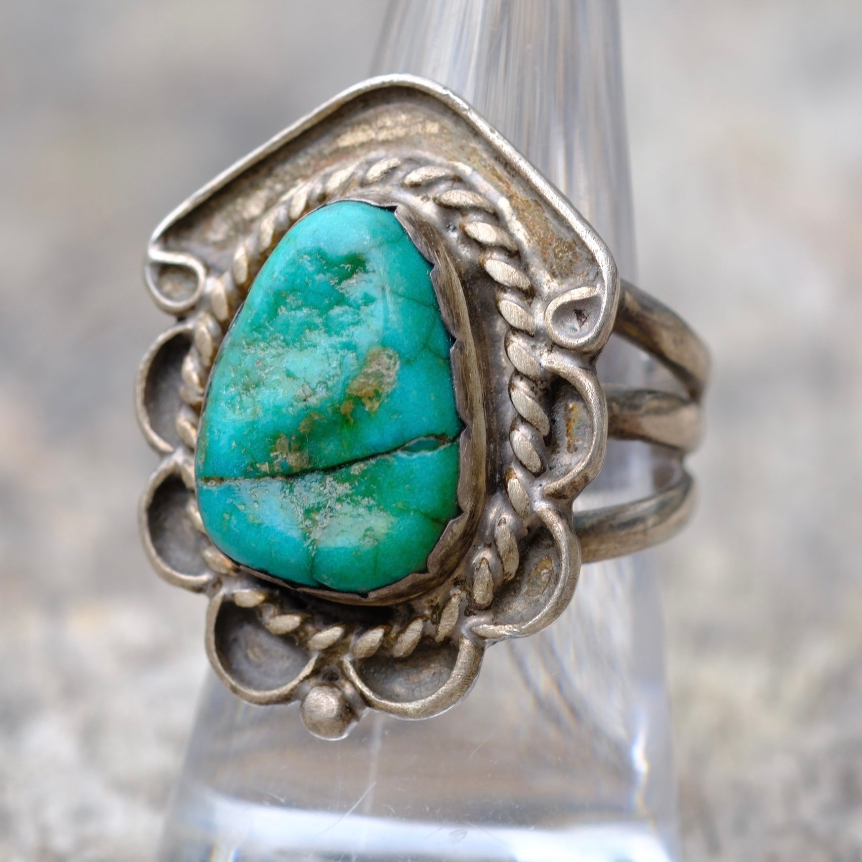 Vintage Sterling Turquoise Ring 7.75