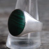 Vintage Sterling Malachite Ring 11.75