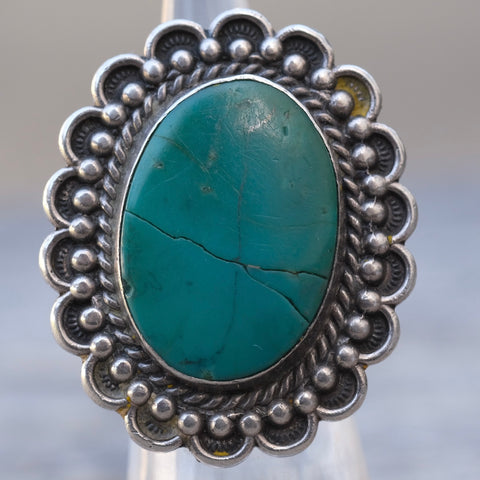 Vintage Sterling Cracked Turquoise Ring 4