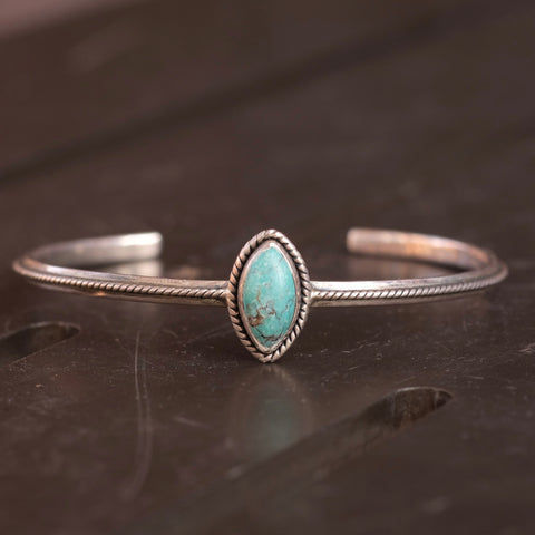 Vintage Sterling Turquoise Roped Cuff