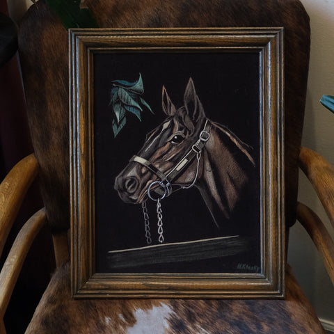 Vintage Horse Velvet Painting