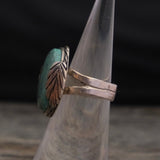 Vintage Sterling Turquoise Feather Ring 5.25