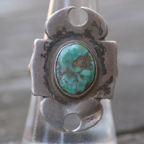 Vintage Sterling Turquoise Ring 6.75