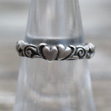 Vintage Sterling Silver Heart Band 6.25