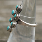 Vintage Sterling Turquoise Cluster Ring 5.5