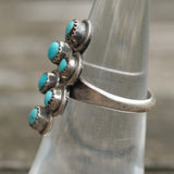 Vintage Sterling Turquoise Cluster Ring 5.5