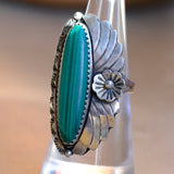 Vintage Sterling Malachite Blossom Ring 6.75