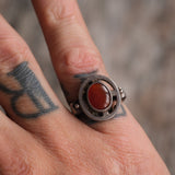 Vintage Sterling Red Glass Ring 5