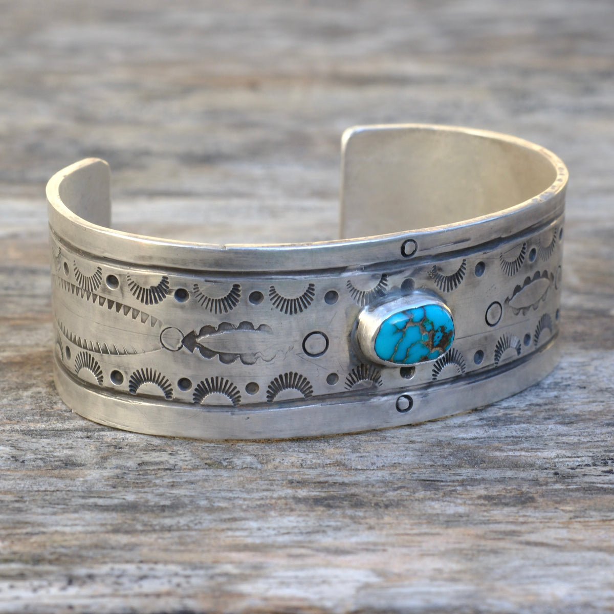Sterling Pilot Mountain Stamped Cuff Bracelet