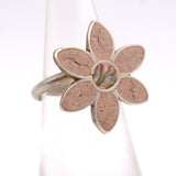 Vintage Sterling Jasper Flower Ring 5.75