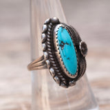 Vintage Sterling Turquoise Feather Ring 7.75