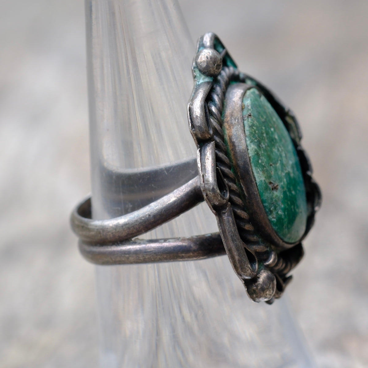 Vintage Sterling Turquoise Feather Ring 5.75