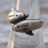 Vintage Sterling Silver Dolphin Ring 7.5
