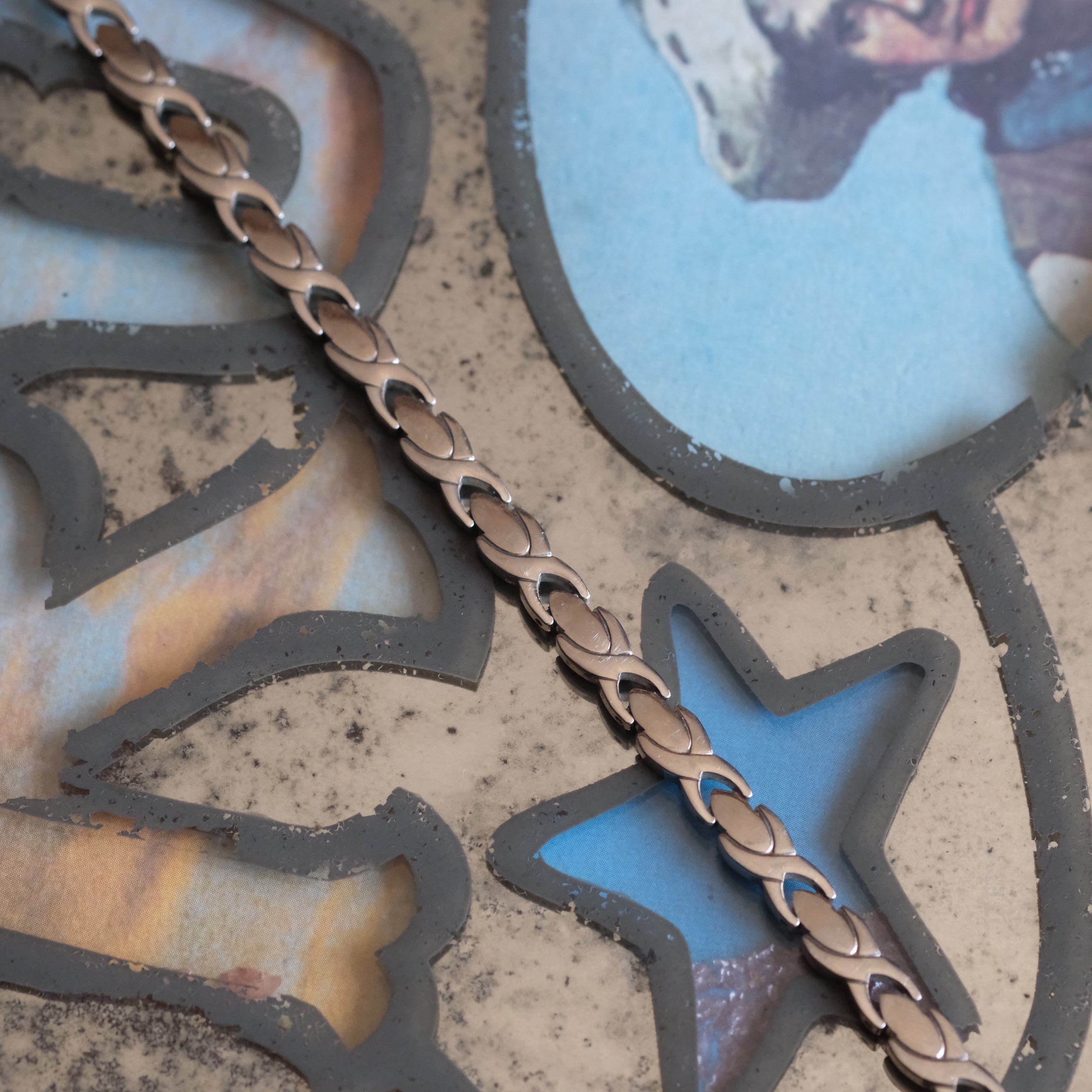 Vintage Sterling X Chain Bracelet 7.5"