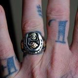 Vintage Sterling and 12k Gold Horseshoe Ring 9.75