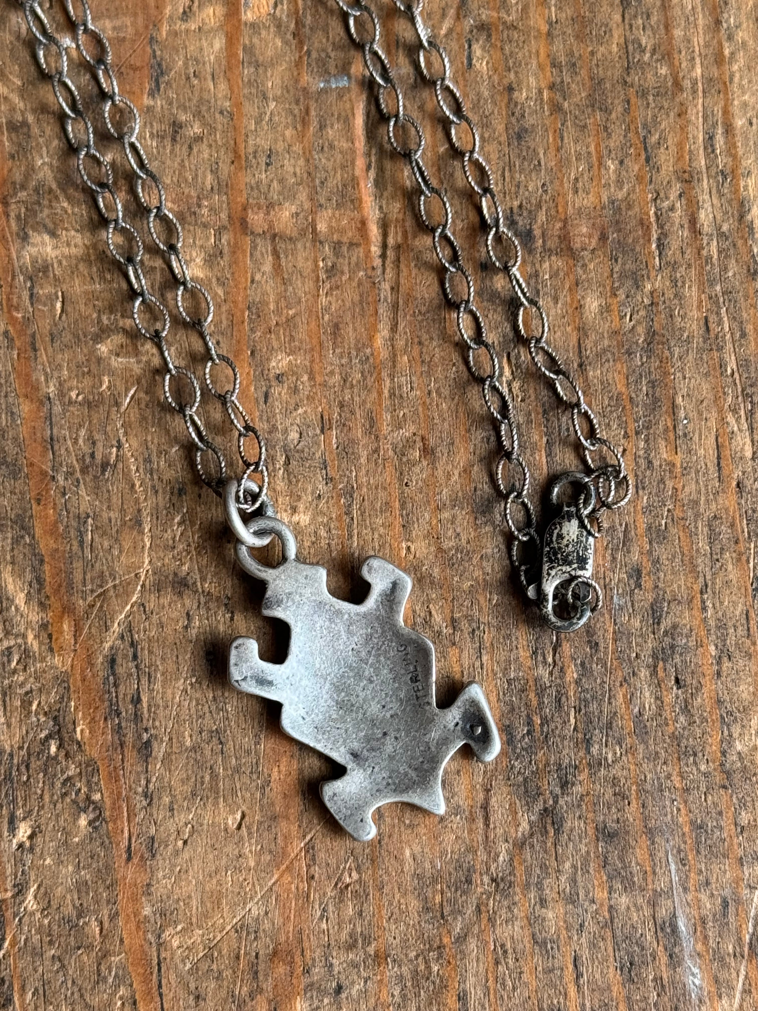 Vintage Sterling Silver Stamped Toad 20" Necklace