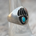 Vintage Sterling Turquoise Bear Paw Ring 7.25