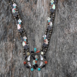 Vintage Sterling Zuni Hummingbird Squash Blossom Necklace 28"