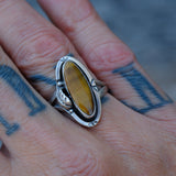 Vintage Sterling Tigers Eye Feather Ring 9