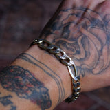 Vintage Sterling Silver Thick Figaro Chain Bracelet 9"